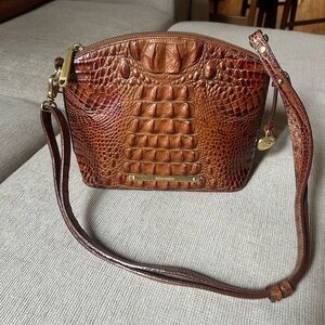 Brahmin Tan Croc-Embossed Crossbody Bag